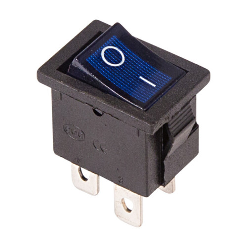 Выключатель клавишный 250V 6А (4с) ON-OFF синий с подсветкой Mini | 36-2191 | REXANT