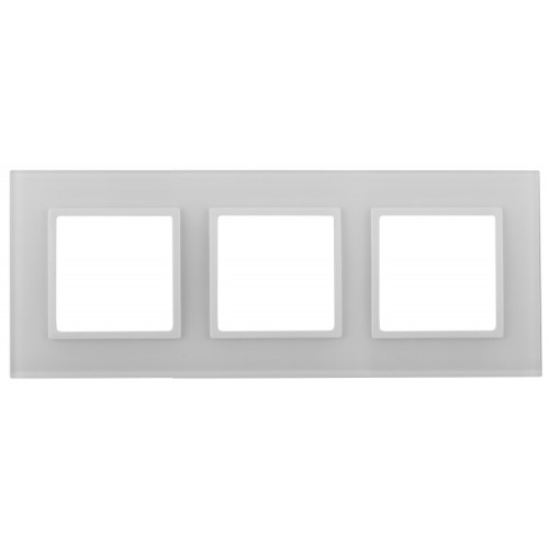 Рамка для розеток и выключателей Elegance 14-5103-01 на 3 поста, стекло, Elegance, белый+белый | Б0059170 | ЭРА