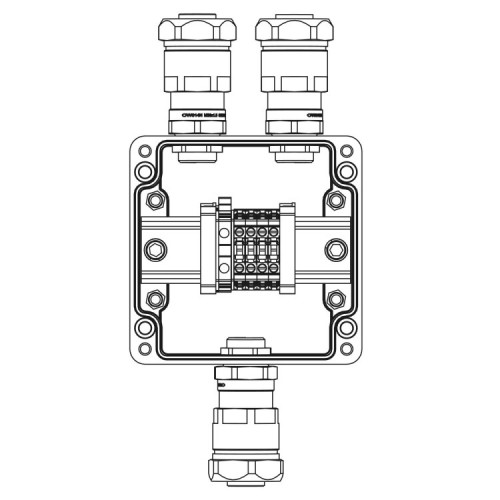 Коробка клеммная Ex из GRP; 1Ex e IIC T5 Gb IP66; Клеммы 4 кв.мм - 5шт.; А,C: ввод D10,5-18мм под небронир-ный кабель в металлорукаве Dt20мм. Ni -3