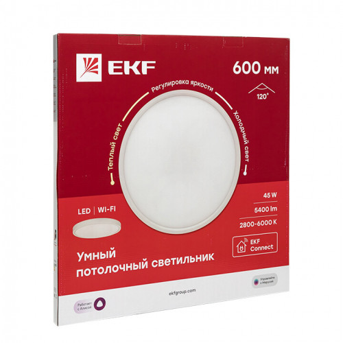 Умный потолочный светильник 600 мм 45W EKF Connect | sclwf-600-cct | EKF
