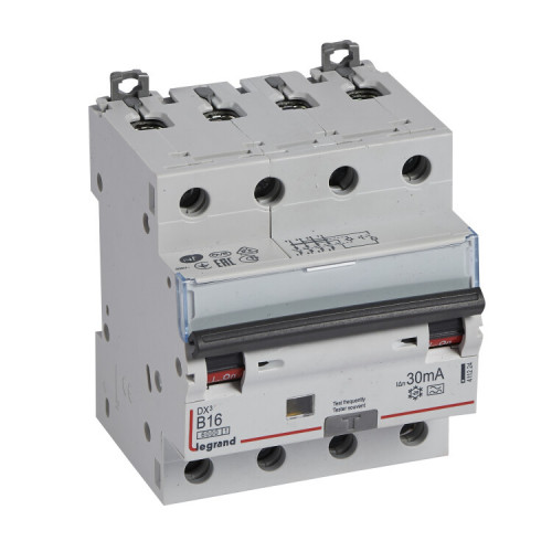 Выключатель автоматический дифференциального тока DX3 6000 4п 16А B 30мА тип A | 411224 | Legrand