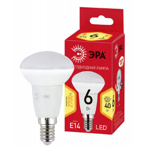 Лампа cветодиодная ECO LED R50-6W-827-E14 (диод, рефлектор, 6Вт, тепл, E14) (10/100/3600) | Б0020633 | ЭРА