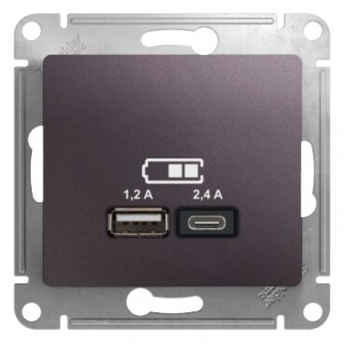 GLOSSA Сиреневый туман USB РОЗЕТКА A+С, 5В/2,4А, 2х5В/1,2 А, механизм | GSL001439 | SE