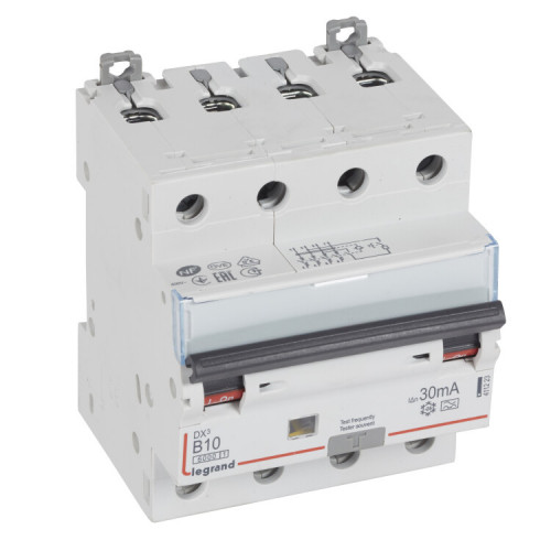 Выключатель автоматический дифференциального тока DX3 6000 4п 10А B 30мА тип A | 411223 | Legrand