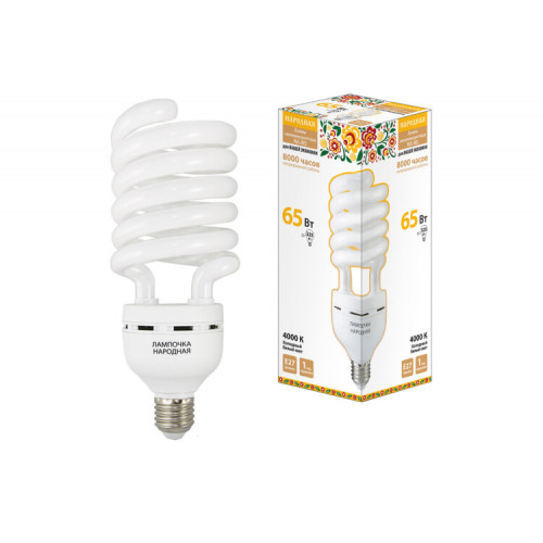 Лампа энергосберегающая КЛЛ 65Вт Е27 840 cпираль НЛ-HS | SQ0347-0041 | TDM
