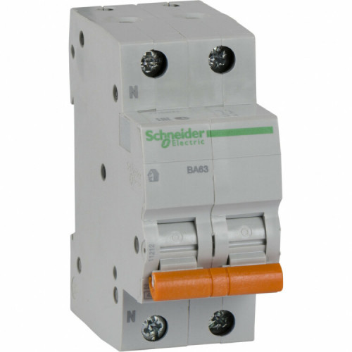 Выключатель автоматический двухполюсный (1п+N) ВА63 10А C 4,5кА | 11212 | Schneider Electric