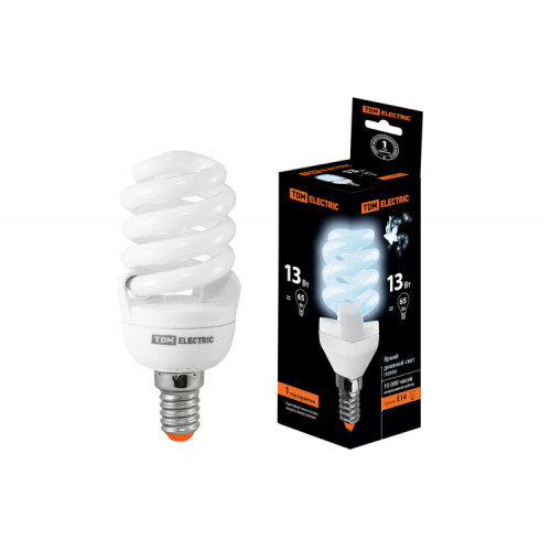 Лампа энергосберегающая КЛЛ 13Вт E14 840 cпираль FSТ2 42х98мм | SQ0323-0058 | TDM