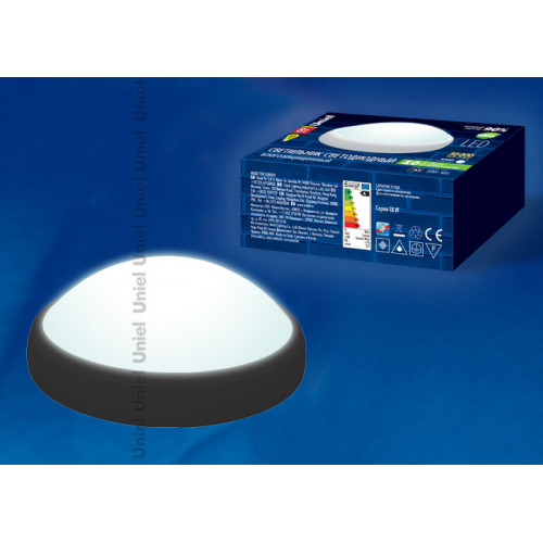 Светильник светодиодный пылевлагозащищенный для ЖКХ ULW-O03-8W/NW IP65 BLACK овал пласт 8Вт 560 Лм 4500 К белый свет IP65 220Ва черн | 11133 | Uniel