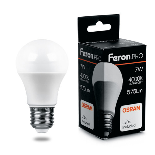 Лампа светодиодная .PRO LB-1007 Шар E27 7W 4000K OSRAM LED | 38024 | Feron