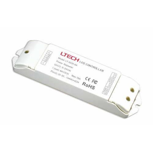 Усилитель для подключения светодиодной ленты RGB Varton 5-24 VDC IP20 175х44х30 мм (LTECH) 3 канала по 144 Вт | LT-3030-6A | VARTON