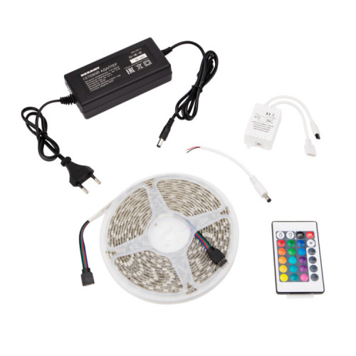 Комплект светодиодной ленты 5 м с блоком питания и RGB контроллером IP65, свечение RGB | 142-905 | Rexant
