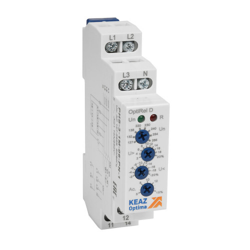 Реле контроля фаз OptiRel D PHS-3-1M-06-PN-2 повышенного/пониженного настр асимметрии 3Ф+N 2CО | 331996 | КЭАЗ