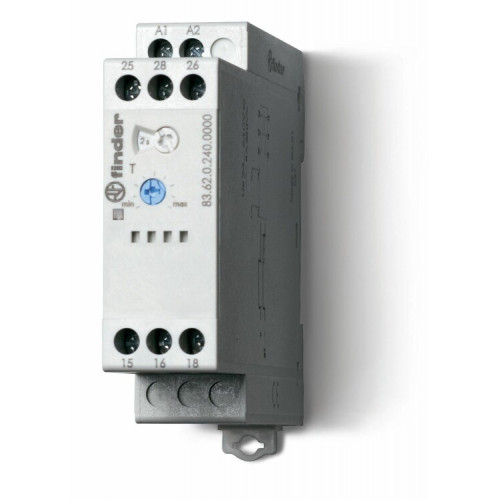 Модульный таймер 1-функциональный (BI); питание 24…240В АС/DC; 2CO 8A; ширина 22.5мм; регулировка времени 0.05с…180c; степень защиты IP20