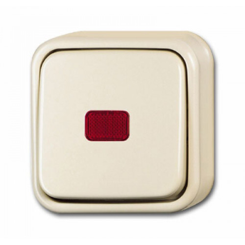 Выключатель 1-клавишный, 2-полюсный, контрольный с красной линзой, серия Busch-Duro 2000 AP, цвет слоновая кость | 1052-0-0133 | 2CKA001052A0133 | AB