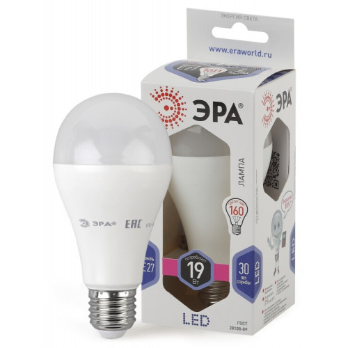 Лампа светодиодная LED 19Вт Е27 6000К A65-19W-860-E27 | Б0031704 | ЭРА