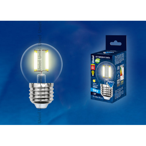 Лампа светодиодная LED-G45-6W/WW/E27/CL PLS02WH LED. 