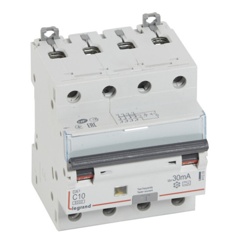 Выключатель автоматический дифференциального тока DX3 6000 4п 10А С 30мА тип A | 411233 | Legrand