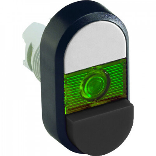 Кнопка двойная MPD17-11G (белая/черная-выступающая) зеленая линз а с текстом (I/O) | 1SFA611146R1102 | ABB