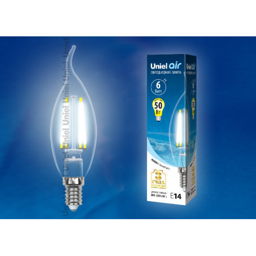 Лампа светодиодная LED-CW35-6W/NW/E14/CL GLA01TR LED. 