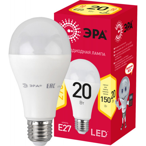 Лампа светодиодная RED LINE LED A65-20W-827-E27 R E27 20Вт груша | Б0050687 | ЭРА