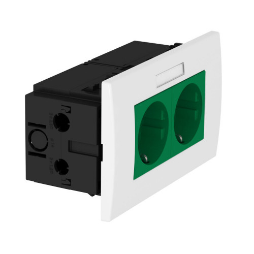 Укомплектованный розеточный блок AR45 (марк.,2xModul45,84x140x59 мм,зеленый) (SDE-RW D0GN2B) | 6119428 | OBO Bettermann