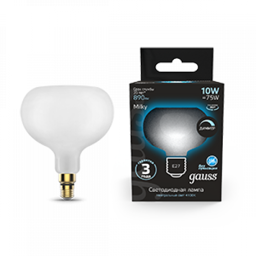 Лампа светодиодная Filament А190 10W 890lm 4100К Е27 milky диммируемая LED 1/6 | 1017802210-D | Gauss