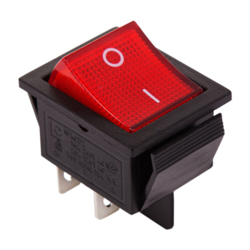 Выключатель клавишный 250V 20А (4с) ON-OFF красный с подсветкой | 36-2340 | REXANT