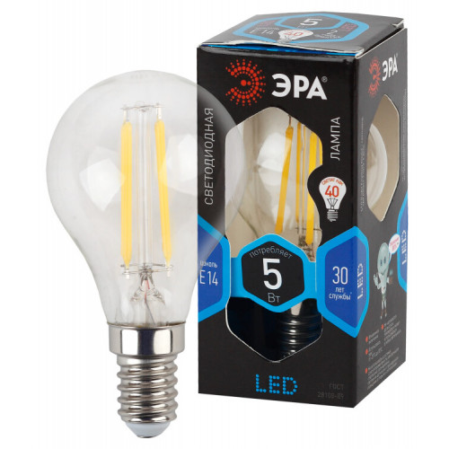Лампа светодиодная LED 5Вт E14 220В 4000К F-LED Р45 шар | Б0019007 | ЭРА