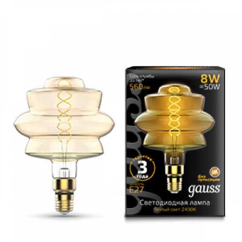 Лампа светодиодная Led Vintage Filament Flexible BD180 8W 560lm E27 180*250mm Golden 2400K 1/4 | 161802008 | Gauss