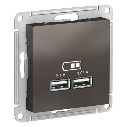 AtlasDesign Мокко Розетка USB, 5В, 1 порт x 2,1 А, 2 порта х 1,05 А, механизм | ATN000633 | Schneider Electric
