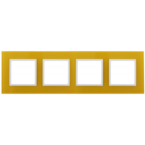 14-5104-21 Электроустановка ЭРА Рамка на 4 поста, стекло, Эра Elegance, жёлтый+бел | Б0034530 | ЭРА