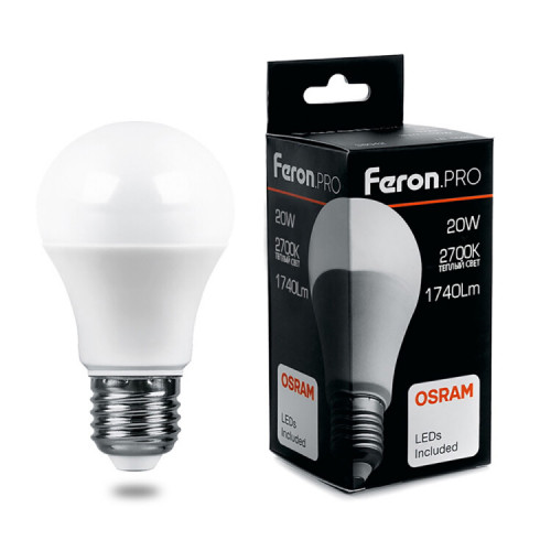 Лампа светодиодная .PRO LB-1020 Шар E27 20W 2700K OSRAM LED | 38041 | Feron