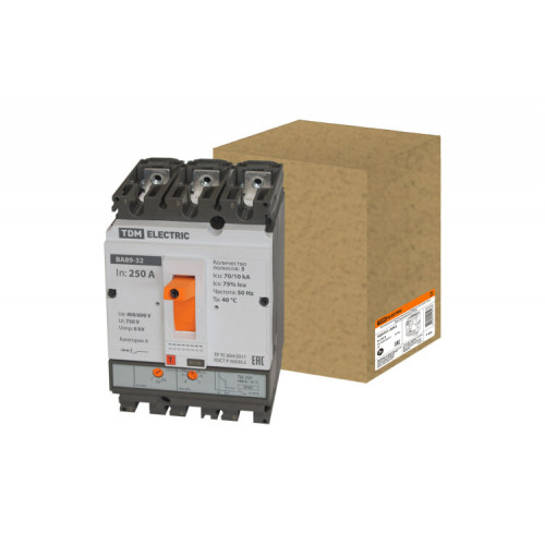 Автоматический выключатель ВА89-35 3Р 250А 70кА (две регулировки) | SQ0751-0052 | TDM