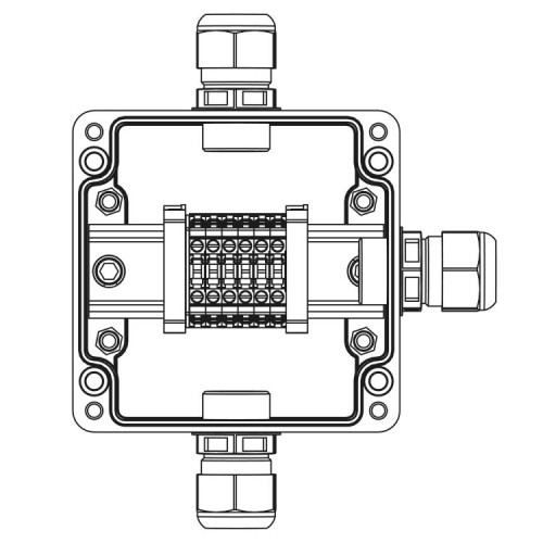 Взрывозащищенная клеммная коробка из полиэстера TBE-P-03-(6xCBC.4)-1xPACMP(A)-1xPACMP(C)-1xPACMP(D)1Ex e IIC Т5 Gb / Ex tb IIICT95°C Db IP66 | 1231.03