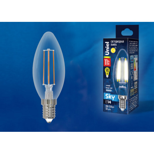 Лампа светодиодная LED-C35-11W/3000K/E14/CL PLS02WH LED. 