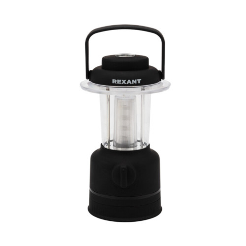 Кемпинговый фонарь с компасом, противоскользящий пластик «черный вельвет», складная петля для подвеса, регулировка яркости, 3хАА | 75-722 | Rexant