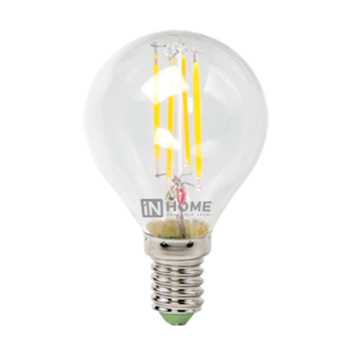 Лампа светодиодная LED-ШАР-deco 7Вт 230В Е14 3000К 630Лм прозр | 4690612016306 | IN HOME