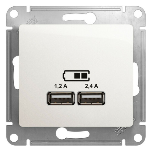 GLOSSA Перламутр USB РОЗЕТКА A+С, 5В/2,4А, 2х5В/1,2 А, механизм | GSL000639 | SE