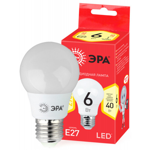 Лампа светодиодная RED LINE ECO LED A55-6W-827-E27 | Б0028008 | ЭРА