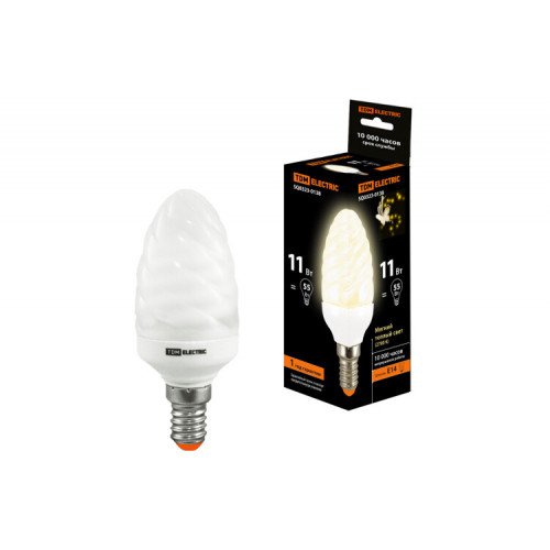 Лампа энергосберегающая КЛЛ 11Вт E14 827 cвеча витая СT (mini) | SQ0323-0138 | TDM