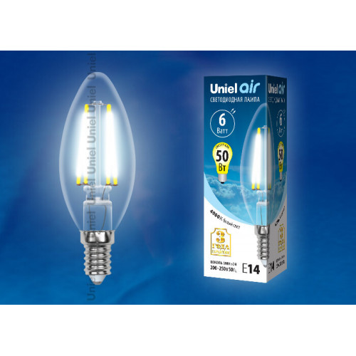 Лампа светодиодная LED-C35-6W/NW/E14/CL GLA01TR LED. 