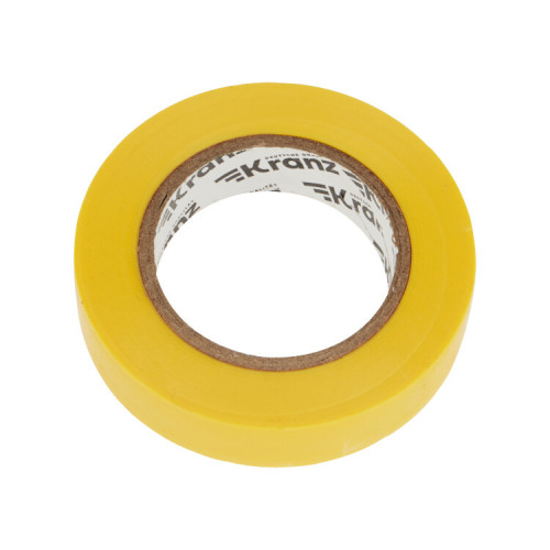 Изолента ПВХ KRANZ 0.13х15 мм, 20 м, желтая (10 шт./уп.) |KR-09-2602 | Kranz