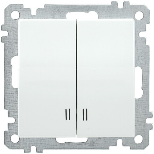 BOLERO белый Выключатель 2-клавишный с индикацией 10А ВС10-2-1-Б | EVB21-K01-10-1 | IEK