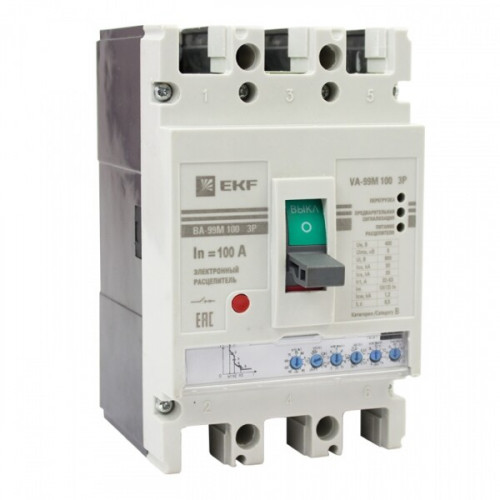 Выключатель автоматический ВА-99М 100/63А 3P 50кА с электронным расцепителем PROxima | mccb99-100-63me | EKF