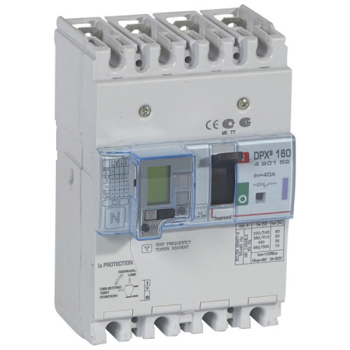 Автоматический выключатель DPX3 160 - термомагн. расц. - с диф. защ. - 50 кА - 400 В~ - 4П - 40 А | 420152 | Legrand