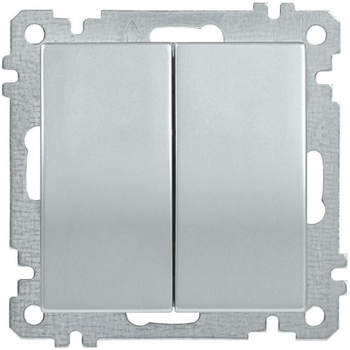 BOLERO серебрянный Выключатель 2-клавишный 10А ВС10-2-0-Б| EVB20-K23-10 | IEK