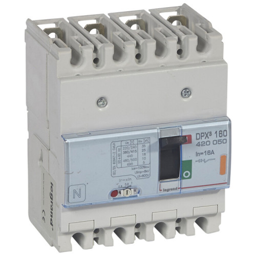 Автоматический выключатель DPX3 160 - термомагнитный расцепитель - 25 кА - 400 В~ - 4П - 16 А | 420050 | Legrand