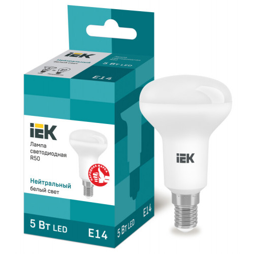 Лампа светодиодная LED 5Вт Е14 220В 4000К R50 рефлектор | LLE-R50-5-230-40-E14 | IEK