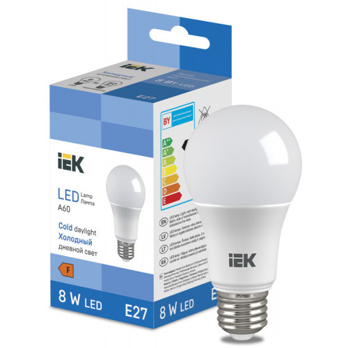 Лампа светодиодная Bulb A60 710lm 6500K E27 | LL-I-A60-8-230-65-E27 | IEK