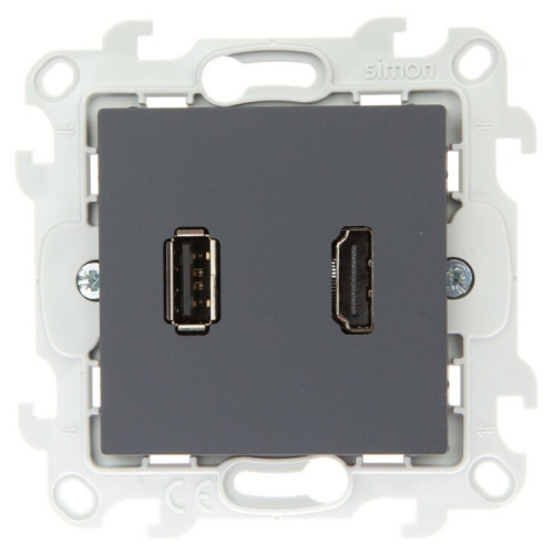 Simon 24 Графит Коннектор HDMI+USB 2.0 | 2411095-038 | Simon